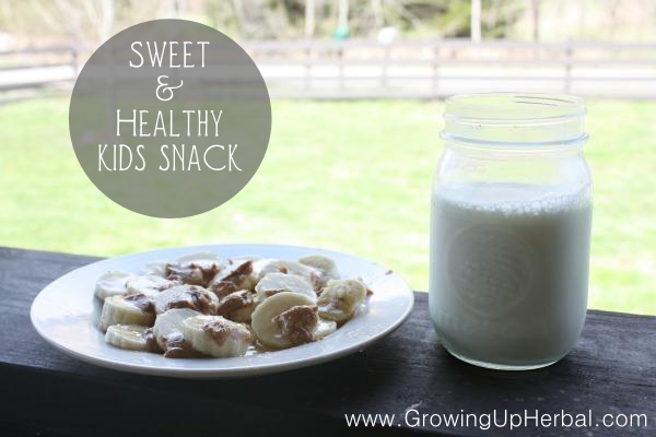 Nut Butter & Honey Banana Snack | GrowingUpHerbal.com | This is a quick and easy snack that's healthy for kids!