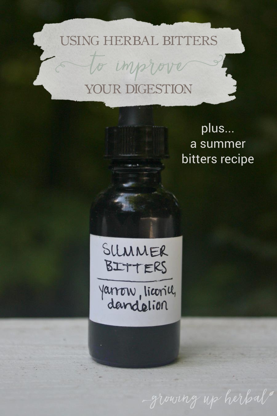Using Herbal Bitters To Improve Your Digestions + A Summer "Bitters" Recipe | GrowingUpHerbal.com | Learn why "bitters" are so good for your digestion and get your own summer bitters recipe too!