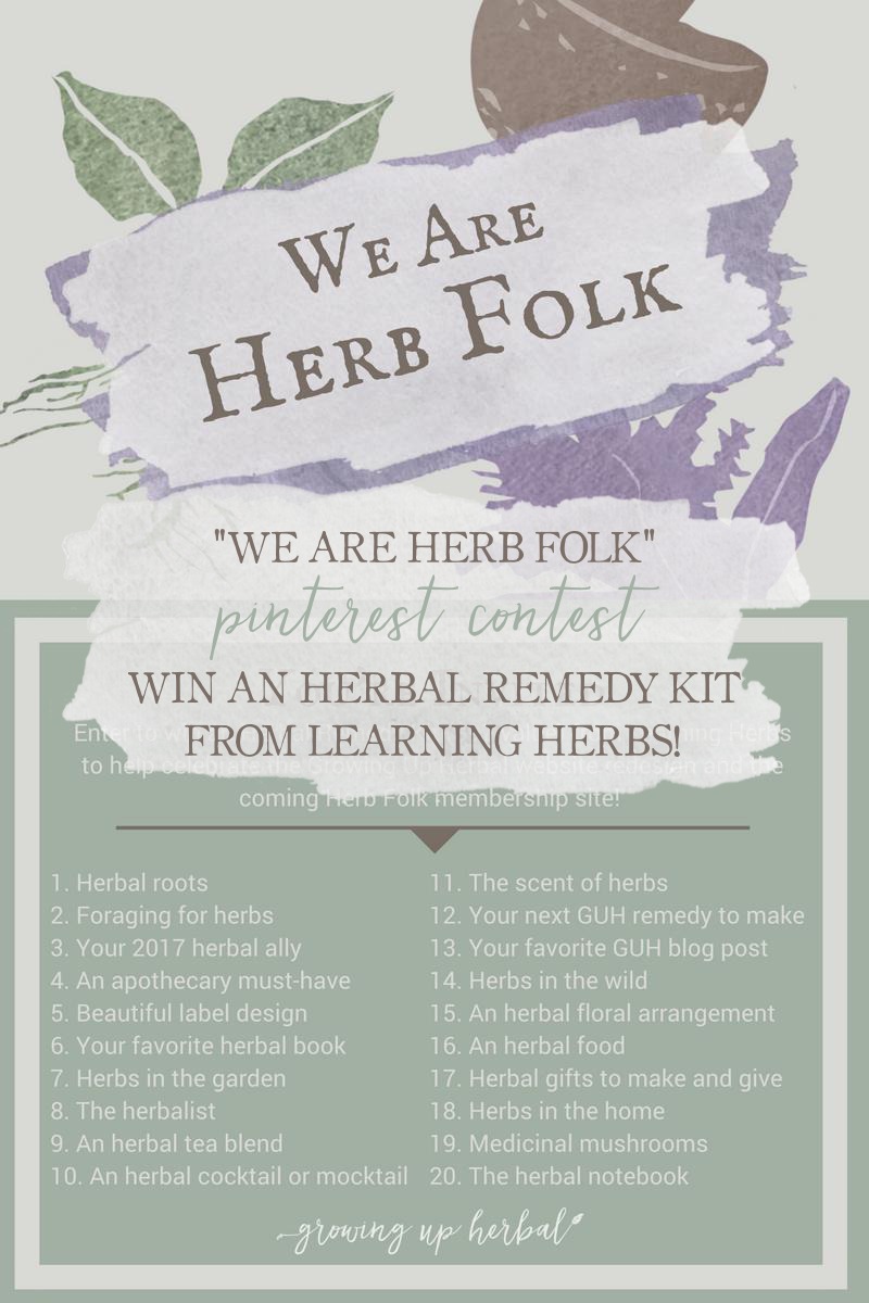 We Are Herb Folk: Enter My First-Ever Contest On Pinterest! | Growing Up Herbal | Join me in this fun Pinterest contest and win an Herbal Remedy Kit from Learning Herbs!
